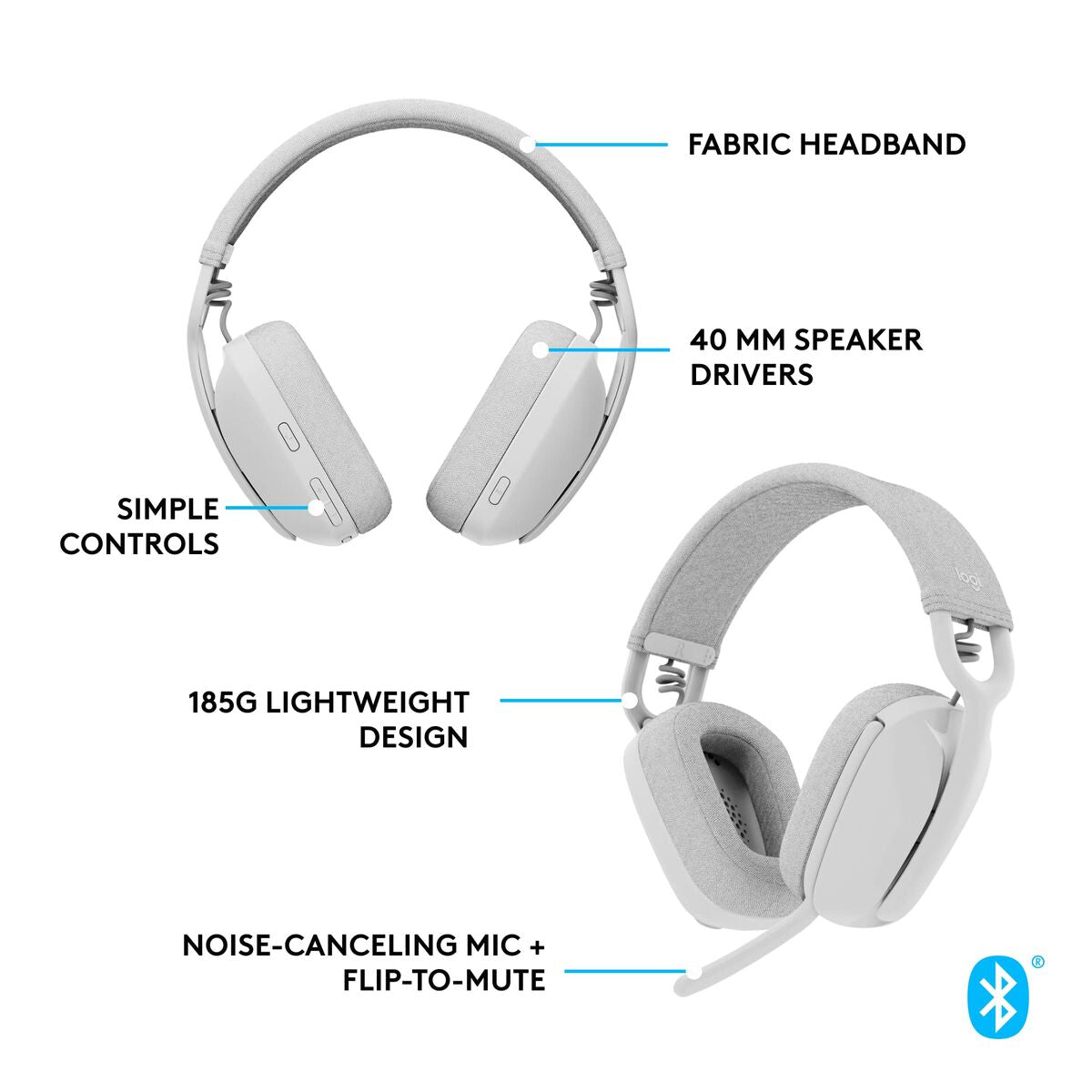 Logitech Headphones With Microphone Logitech White