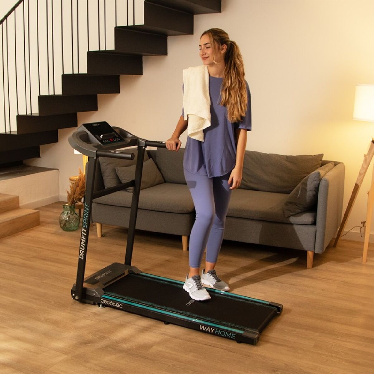 Cecotec Foldable Treadmill With Lcd Screen And Heart Rate Monitor Drumfit Wayhome 1000 Sprint