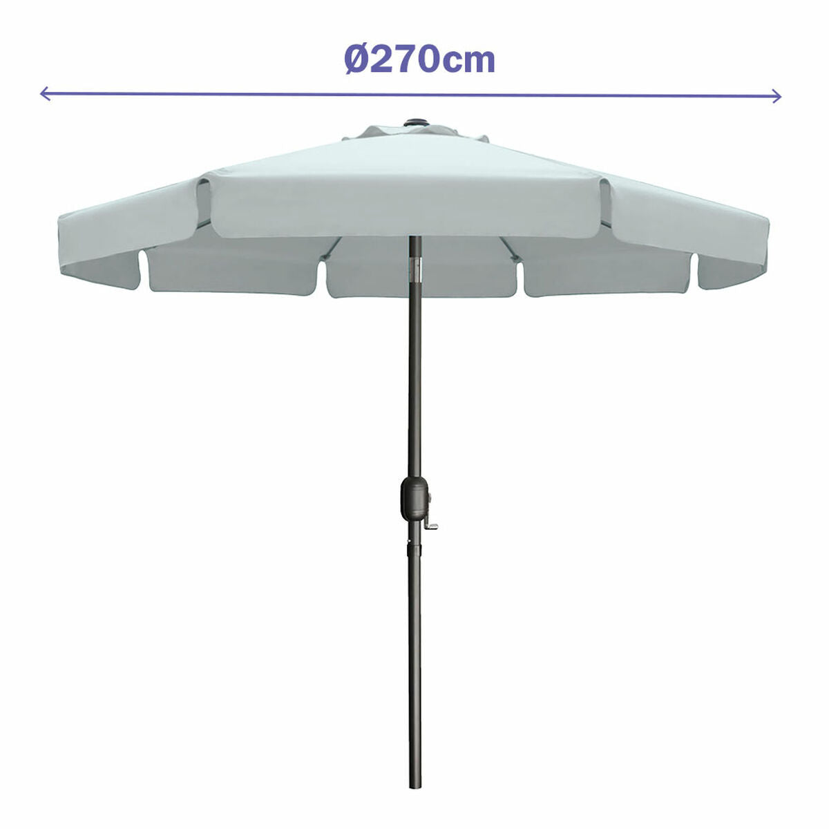 Marbueno Umbrella Steel 8 Ribs D300 Cm Polyester White Garden, Pool, Terrace 10489