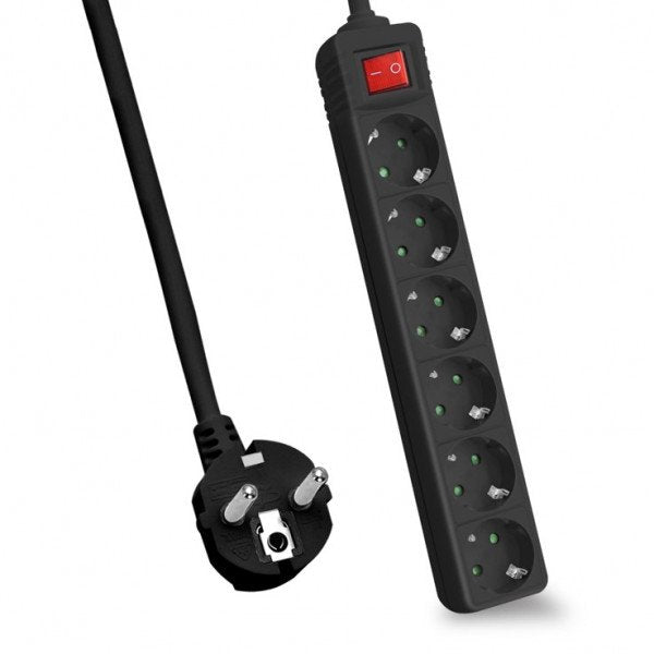Helos Power Strip Classic, 6 Sockets Black 5,0M, With Switch
