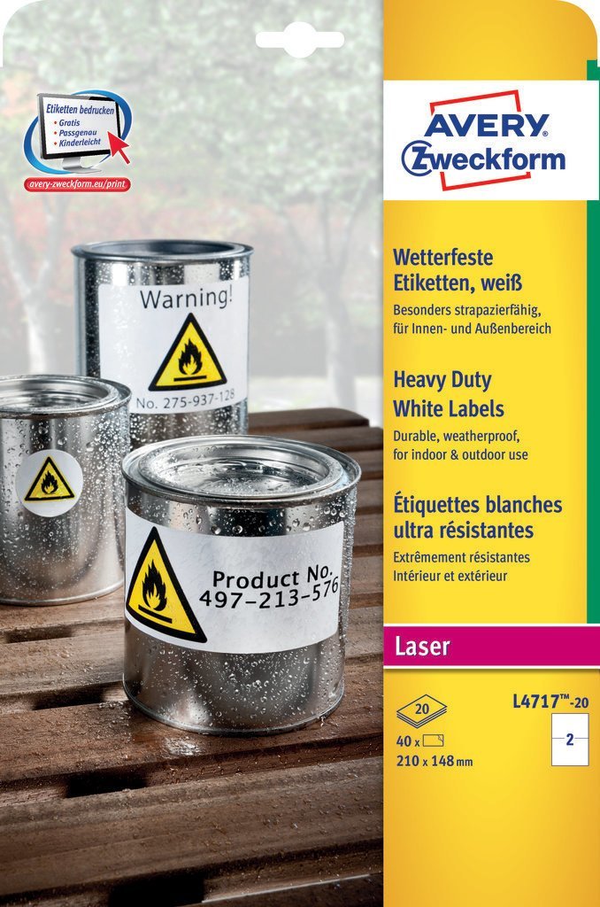 Avery Zweckform Resistant a Intemperie Folienetiketten 210,0 X 148,0MM