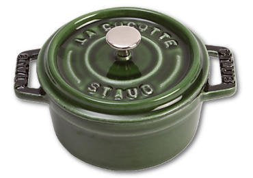 Staub Mini Cocotte 10CM Round Green Albahaca, Hierro Fundido