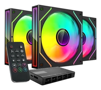 Mars Gaming Kit 3 Fans Auxiliar MF-3D Pro Black 3X Fans 120MM / ARGB / Control Remote / Up To 1600 Rpm — image 1