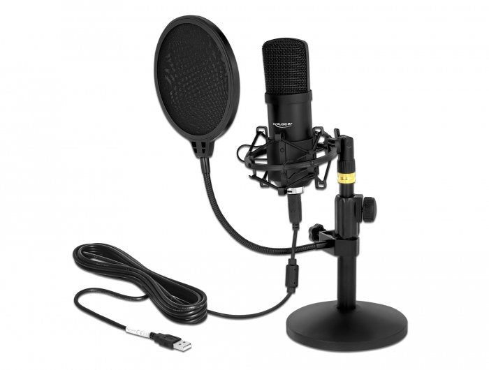 Delock Professionelles USB Kondensator Microphone Set Podcasting And Gaming
