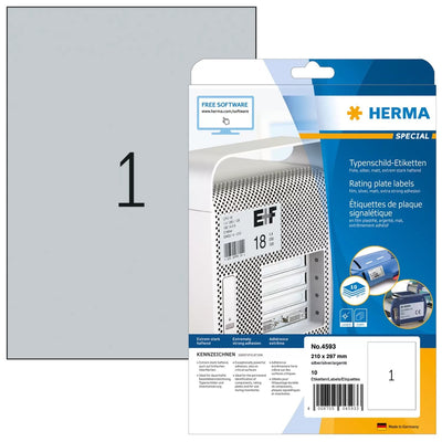 Herma Labels Placas Identificación A4 Plateadas. Lámina 210X297 Mm 10 Units — image 1