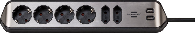 Brennenstuhl Estilo Cable Extensión Esquina 6VÍAS Black
