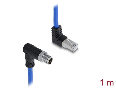 Delock M12 Cable X-kodiert 8 Pin Connector Male Según Abajo Angulado a RJ45 Connector Male Según Arriba Angula — image 1