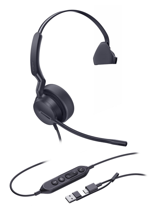 Yealink Headphones UH42 Mono Teams USB-C/a USB Type-c / USB Type-a Black — image 1