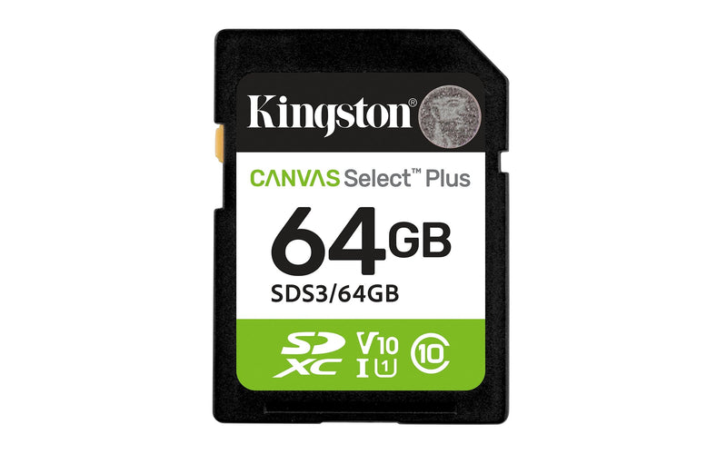 Kingston Technology 64GB Sdxc Canvas Select Plus GEN3 100MB/S C10 Uhs-i U1 V10