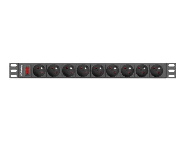Lanberg Power Strip Protectora 9 Sockets Schuko Female Supports Cargas Electricas Up To 16A Switch On Off PDU-