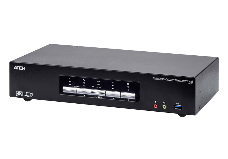Aten CS1964 4 Ports USB 3.0 4K DisplayPort Triple Screen Kvmp, Conmutador KVM CS1964