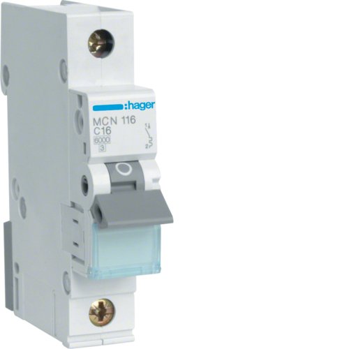 Hager Switch Magnetotérmico MCN116 1POLOS 6KA C-16A 1M