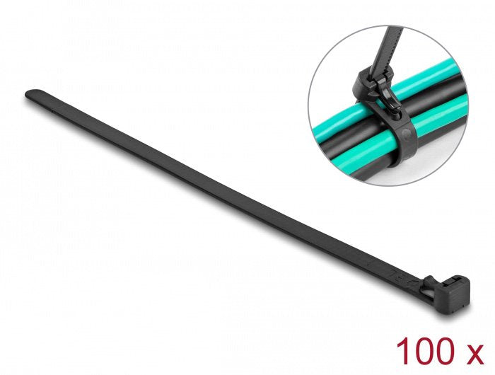 Delock Brida Cables Reutilizable Resistant Calor L 300 X B 7,6MM 100 Units Black