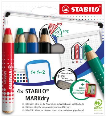 Stabilo Marcador Seco Whiteboard White/Paper Markdry Box 4 C/Surtidos — image 1