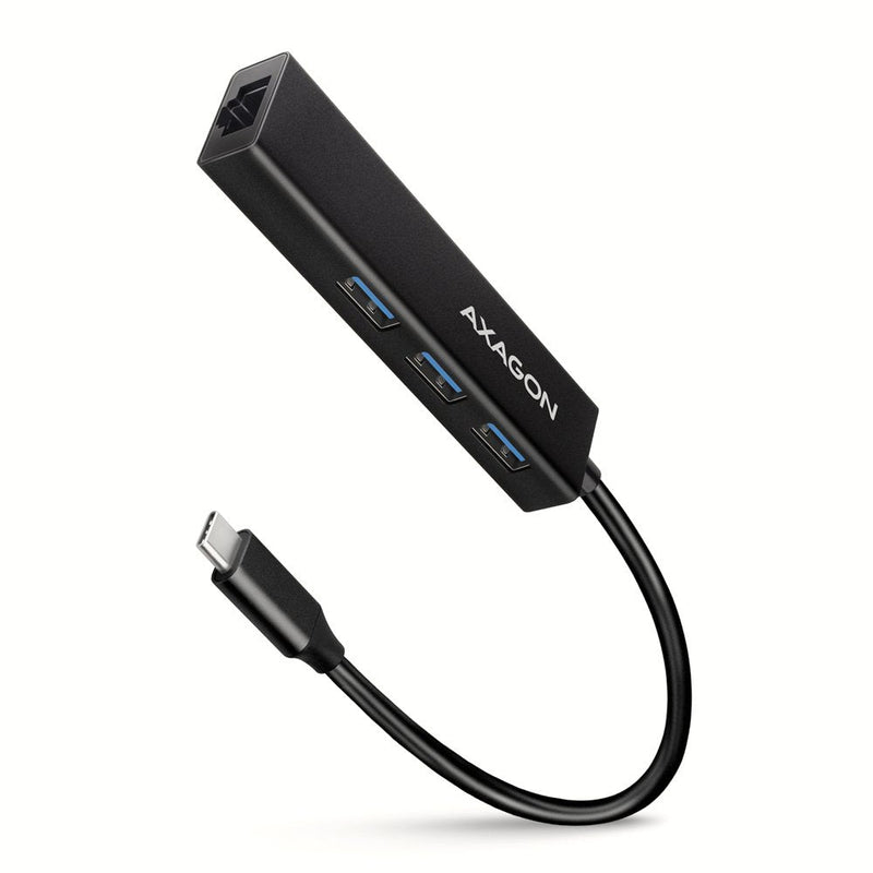 Axagon Hub HMC-GL3A USB-C 3x Usb-a, Gbit-lan, Black