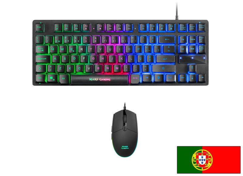 Mars Gaming Mcptklpt Keyboard USB Portuguese Black Marsgaming Mcptkl Combo 2IN1 Rgb, H-mech Tkl Keyboard, 3200