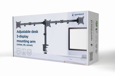 Gembird MA-D3-01 Adjustable Desk 3-DISPLAY Mounting Arm 17-27 Up To 7KG — image 1