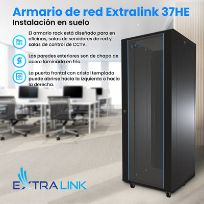 Extralink 37U Cabinet 600X1000 Standing Rackmount Cabinet Black — image 1