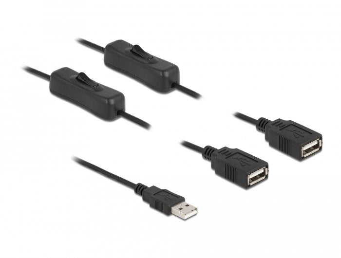 Delock USB Cable Type a Connector Male a 2 X USB Type a Connector Female With Switch 1M
