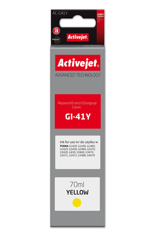 Activejet AC-G41Y Bottle Ink Printer Canon, Sustituta Canon GI-41Y 4545C001 Supreme 70ML Yellow — image 1
