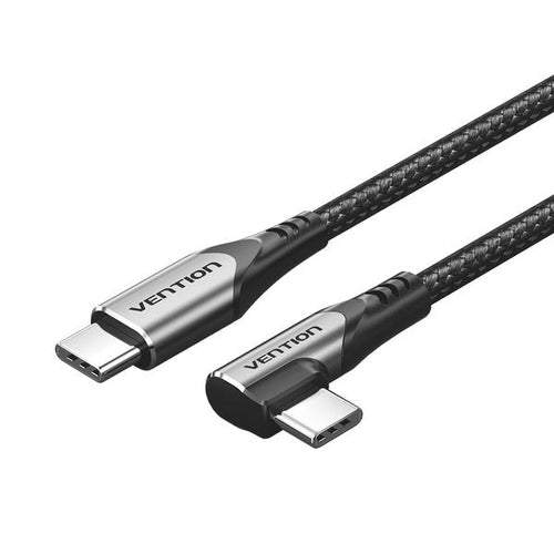 Vention USB 2.0 USB-C M-m Rightcabl Angle 3A Cable 2M Gray Aluminum — image 1