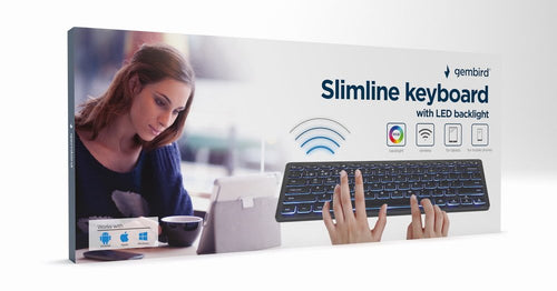 Gembird Keyboard German KB-BTRGB-01-DE Universal Bluetooth Qwertz Black — image 1