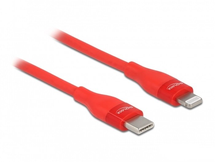 Delock Daten- And Cable Charging USB Type-c™ a Lightning™ Iphone™, Ipad™ And Ipod™ Red 0,5M Mfi
