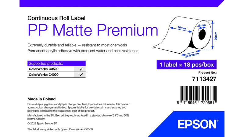 Epson 7113427 Label Printer White Label Printer Self-adhesive