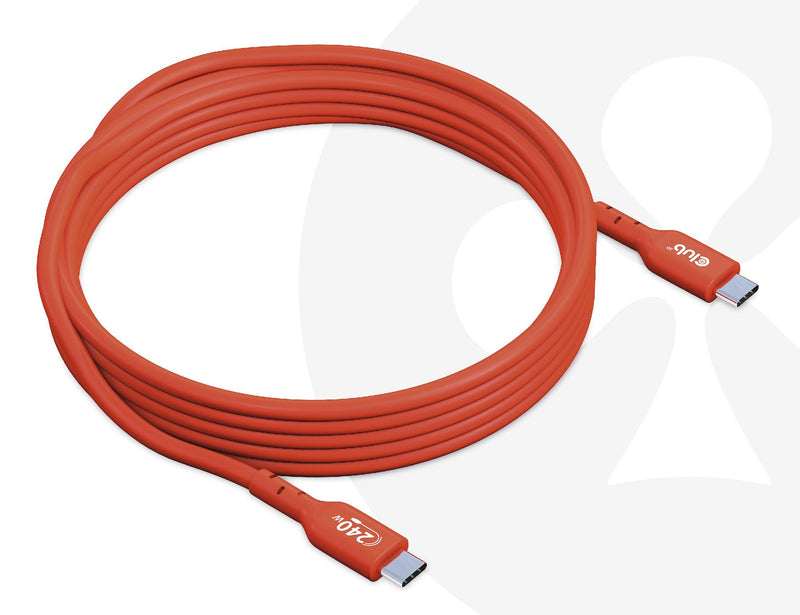 CLUB3D Cable Certificado USB2 Type-c Bidireccional Usb-if Datos 480MB, Pd 240W (48V/5A) Epr M/M 3M/9,84 Feet