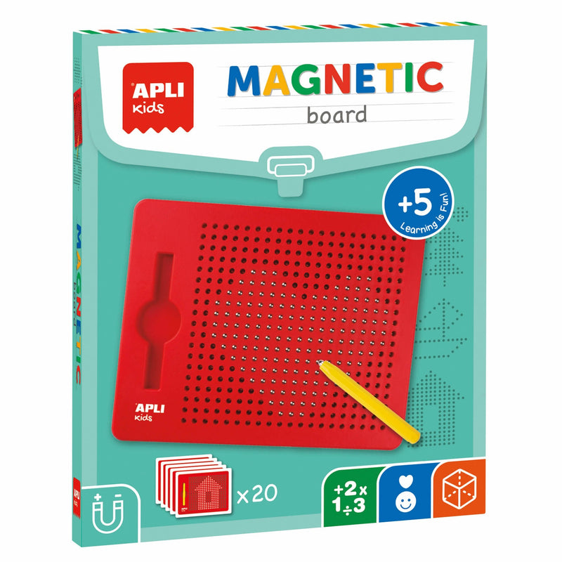 Apli Whiteboard Magnética Kids 17536 Red 215*12*170MM Pencil Yellow 10 Fichas Children Mayores 5 Years