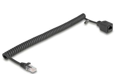 Delock RJ45 Cable Espiral Connector Male a Female CAT.5E UTP 0,8M Up To 2M Black — image 1
