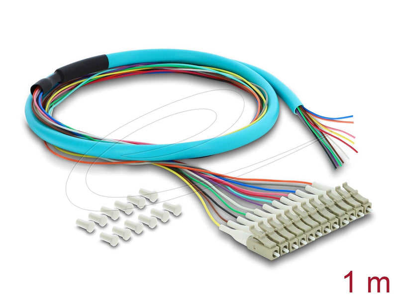 Delock Lwl Pigtail Fanout Cable 12 X Lc-upc Simplex Connector Male a 12 X Offenes Extremo Cable 1M
