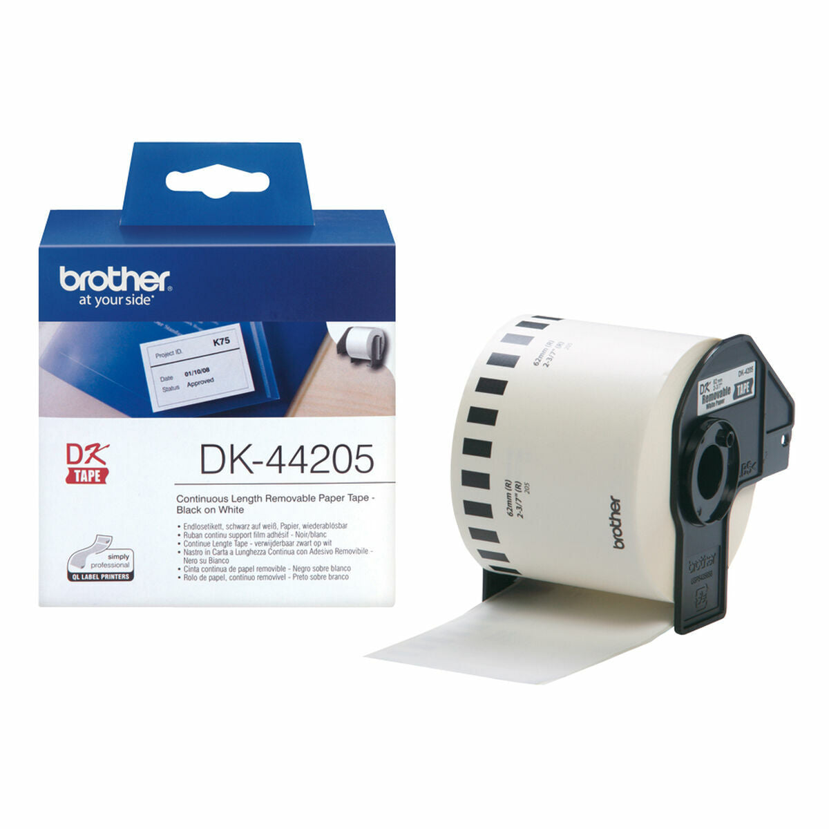 Brother Printer Labels Brother Dk-44205 62 Mm X 15,24 M White Black/White (2 Units)