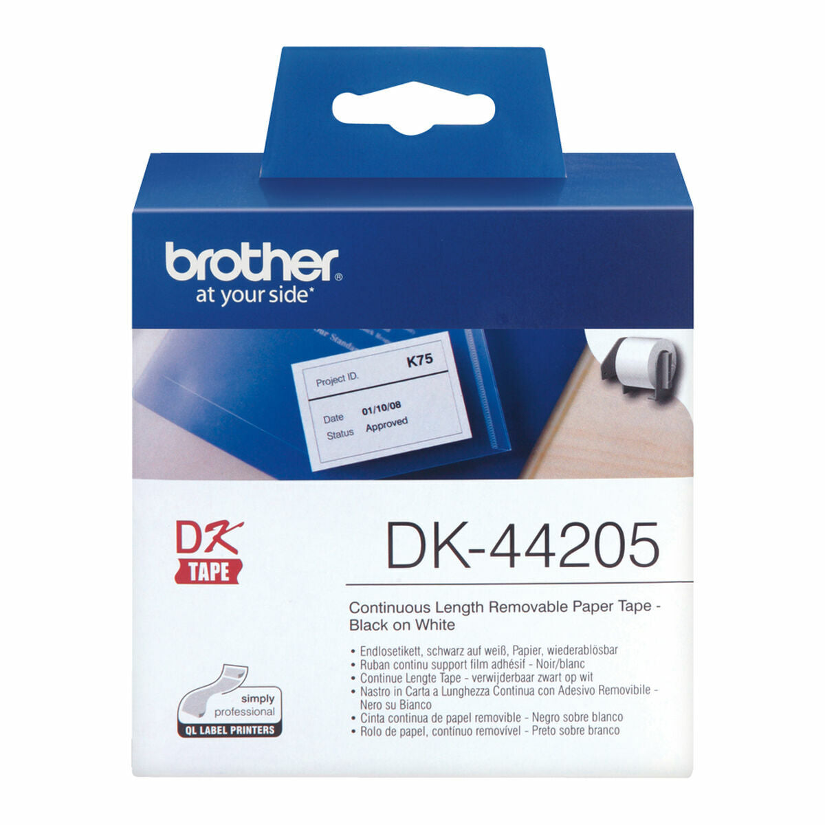 Brother Printer Labels Brother Dk-44205 62 Mm X 15,24 M White Black/White (2 Units)