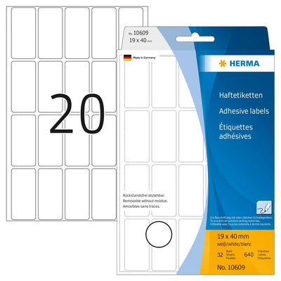 Herma Labels Multiusos Blancas 19X40 Mm Removibles 640 Units — image 1