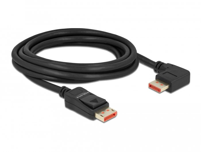 Delock Cable DisplayPort Male Recto a Male 90° Derecha Angular 8K 60 HZ 3M