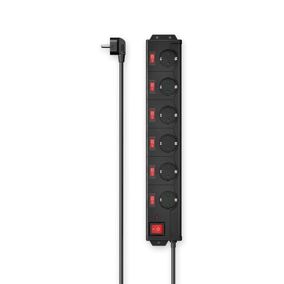 Hama Power Strip Power With 6 Sockets Switch Individual And Comun 1,4M Colour Black — image 1