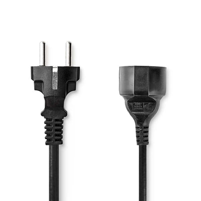 Nedis Cable Power Connector Schuko Schutzkontaktsbuchse Gerade Vernickelt 5.00M Round Pvc Black Labe — image 1