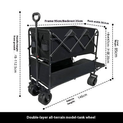 Outdoor Camping Large Capacity Express Shopping Cart Double-layer Cart