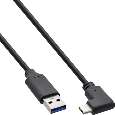 Inline Cable USB 3.2, USB Type-c Male Ángulo a Male a, Black 2M — image 1