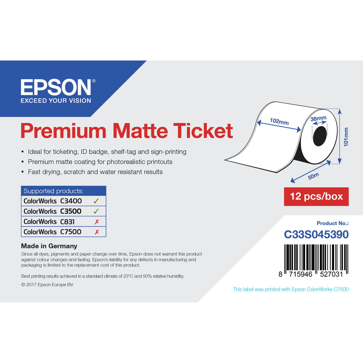 Epson Printer Labels Epson C33S045390