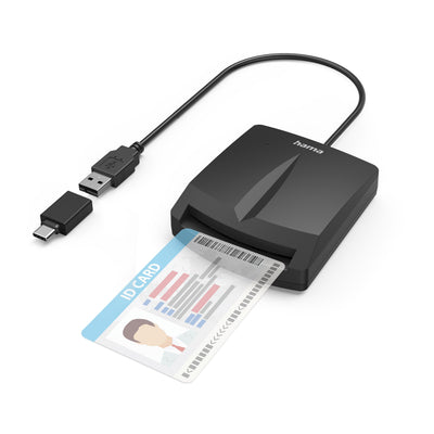 Hama Single Reader Card Smart Dni - Indicador LED - USB Cable -a Integrado - Adapter USB-C - Black — image 1