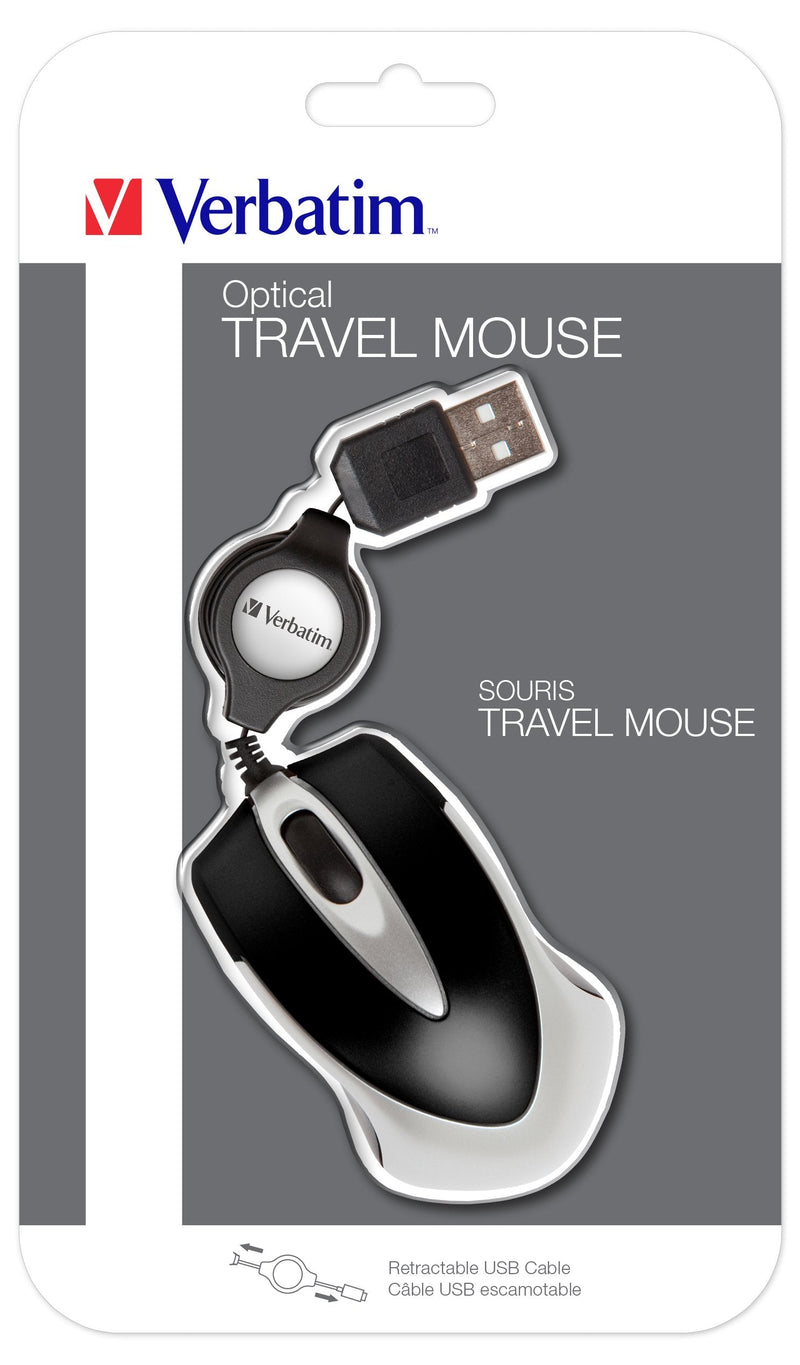 Verbatim Mouse Go Mini USB Cable Retractable 1000PPP Ultraportátil Black
