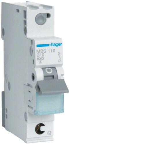 Hager Switch Magnetotérmico MBS110 1POLOS 6KA B-10A Quick Connect 1M
