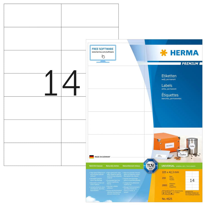 Herma Labels Premium A4 White 105X42,3MM Paper 2800 Units