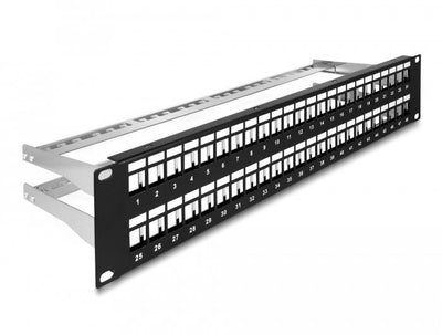 Delock 19? Keystone Patchpanel 48 Port With Entlastungsschienen 2 He Black — image 1