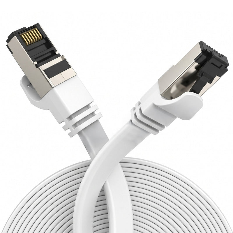 Extralink LAN Patchcord CAT.8 U FTP 20M 40G Flat Shielded Foiled Twisted Pair Bare Copper White