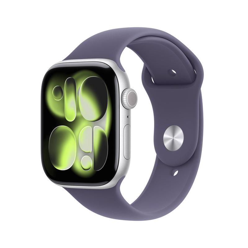 Apple Watch Series 11 GPS + Cellular 46MM Plata Aluminium Funda Con Morado Fog Sport Band - M/L