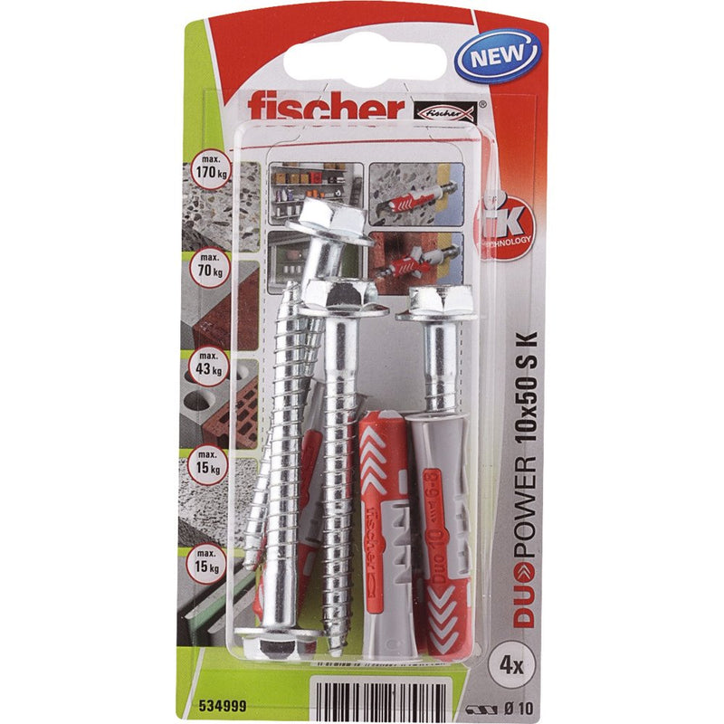 Fischer Blister 4 Tacos + Screws Duopower 10X50