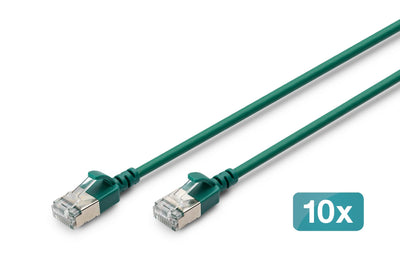 Digitus Network Cable CAT.6A F/FTP Slim 5M Green 10 Units — image 1